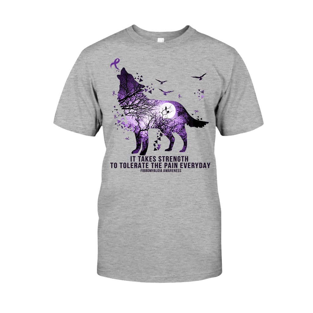 It Takes Strength Purple Wolf - Fibromyalgia Awareness T-shirt and Hoodie 112021