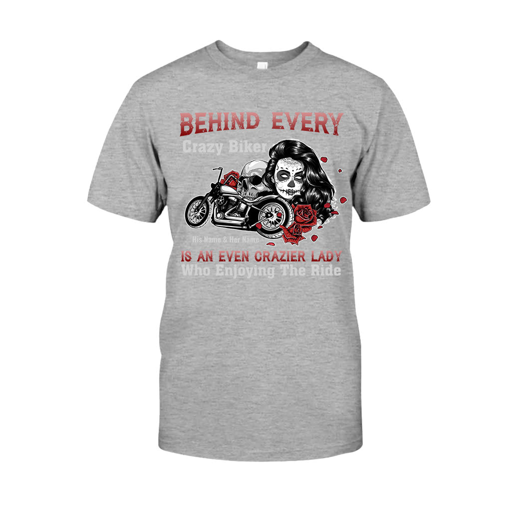 Behind Every Crazy Biker Motorcycle Couple - Personalized T-shirt and Hoodie