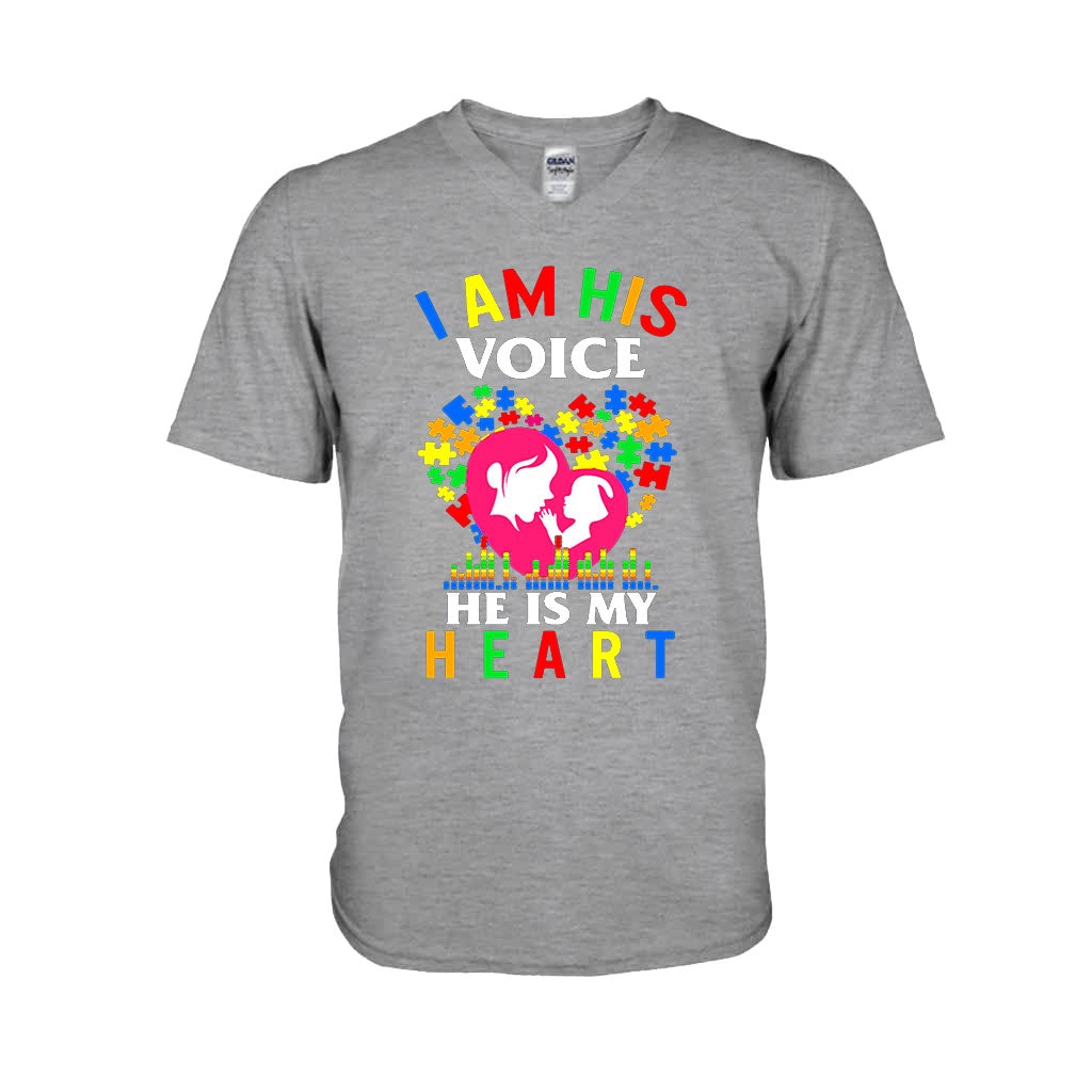 I Am His Voice He Is My Heart - Autism Awareness T-shirt and Hoodie 112021