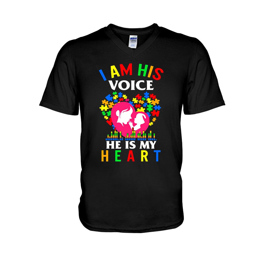 I Am His Voice He Is My Heart - Autism Awareness T-shirt and Hoodie 112021