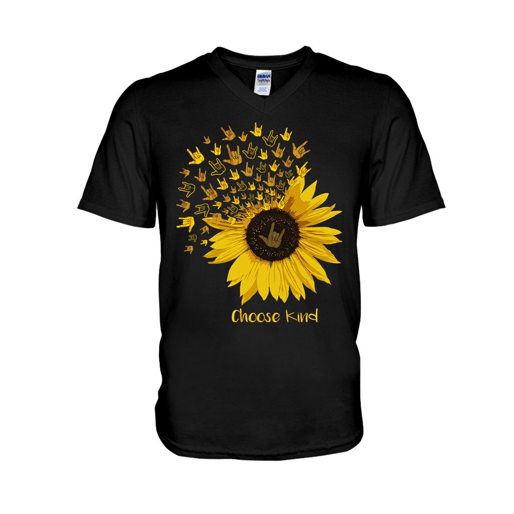 Choose Kind Sunflower - ASL T-shirt and Hoodie 112021