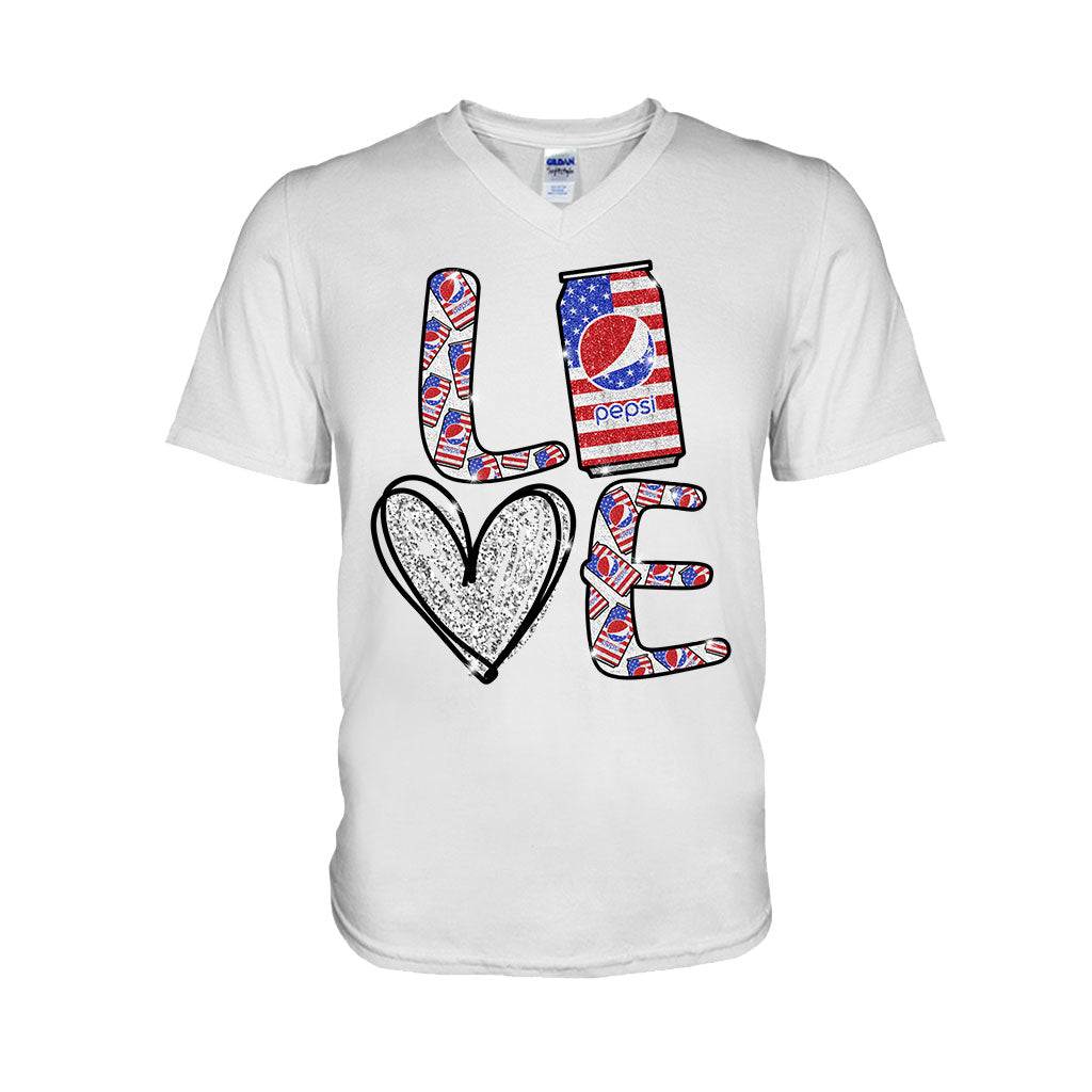 Love Summer Patriotic Blue Soft Drink T-shirt and Hoodie