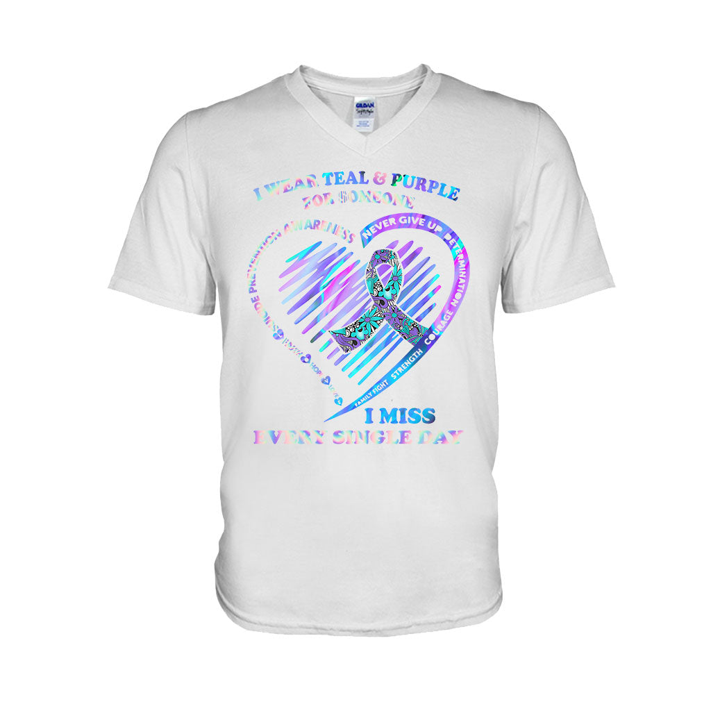 I Wear Teal And Purple - Suicide Prevention T-shirt and Hoodie