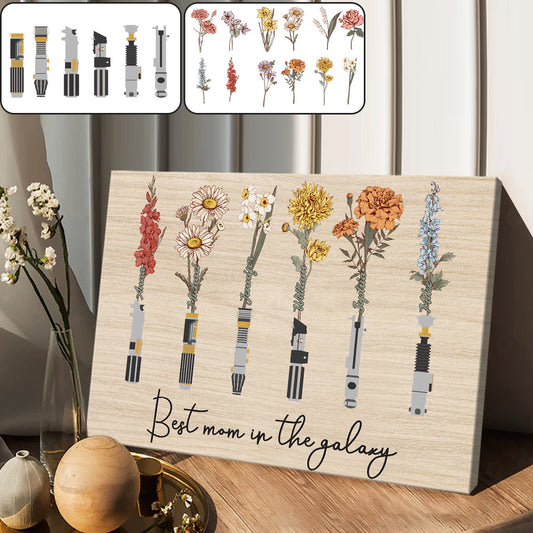 Best Mom Grandma Dad Grandpa In The Galaxy - Personalized Mother Canvas And Poster