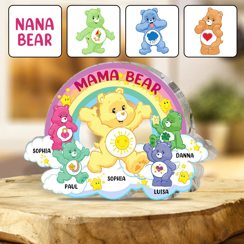 Mama Bear Always There - Personalized Mother Custom Shaped Acrylic Plaque