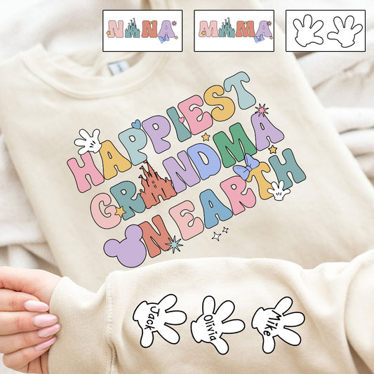 Happiest Grandma Mama On Earth Mouse Ears - Personalized Grandma All Over Shirt