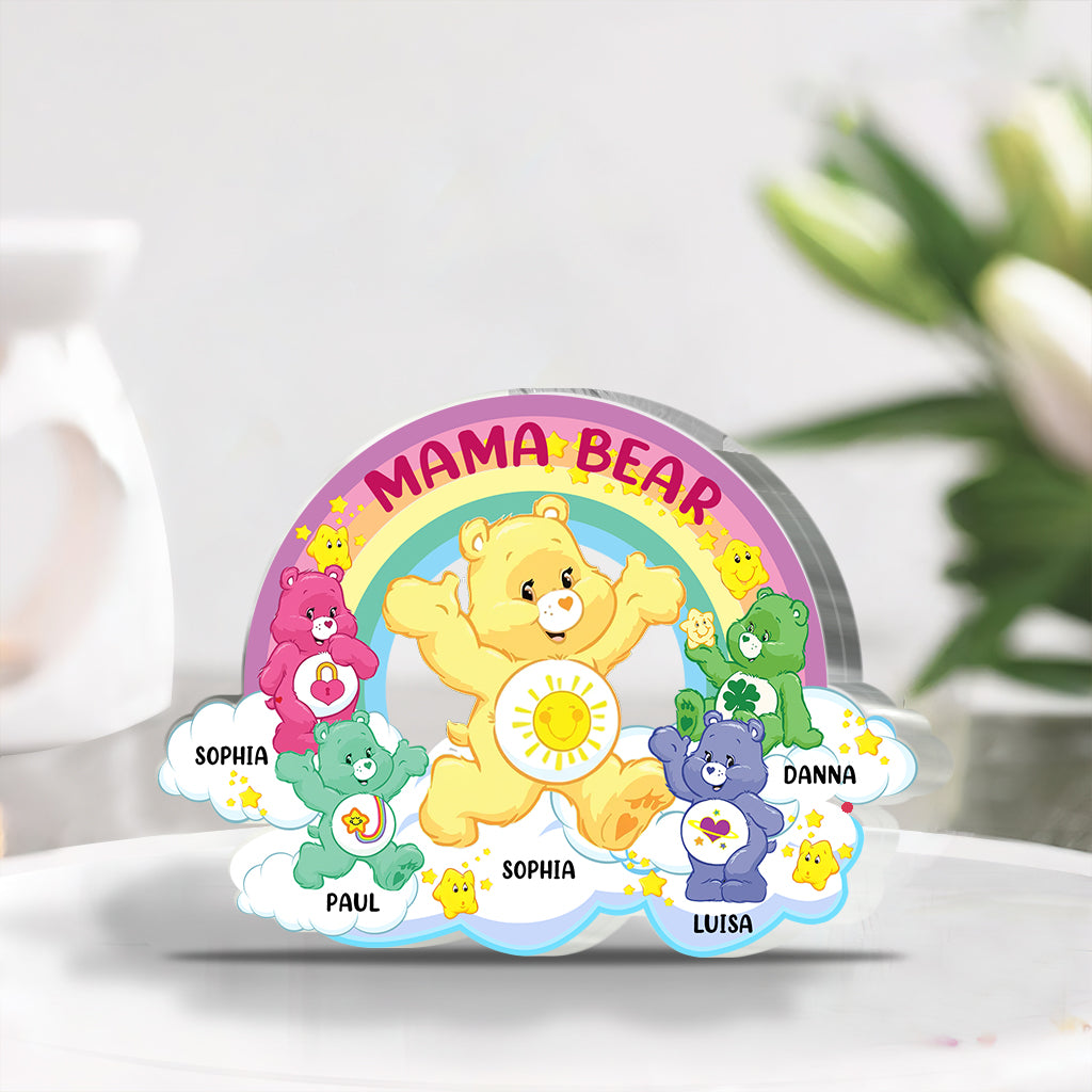 Mama Bear Always There - Personalized Mother Custom Shaped Acrylic Plaque