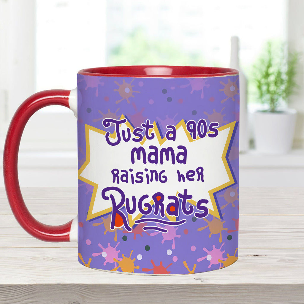 Just A Mama Raising Her Kids - Personalized 90's Cartoon Accent Mug