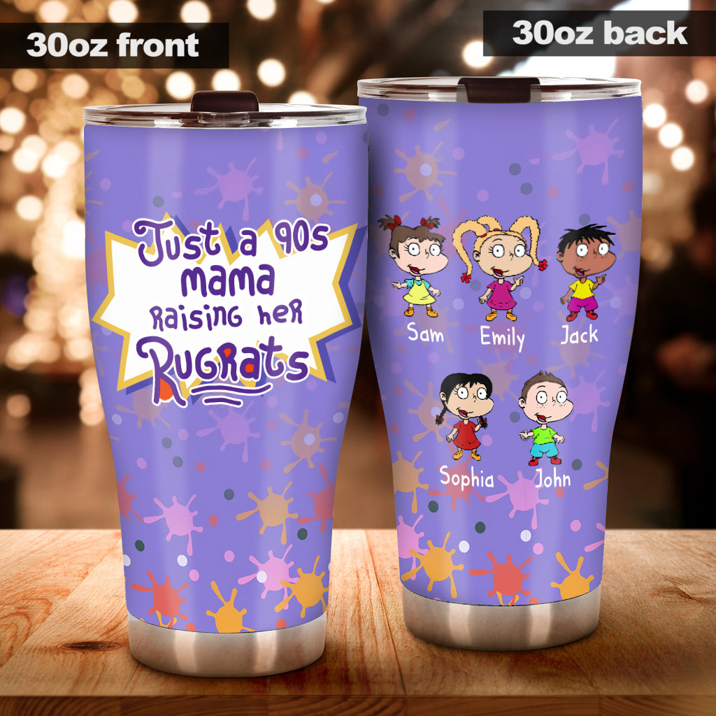 Just A Mama Raising Her Kids - Personalized 90's Cartoon Tumbler