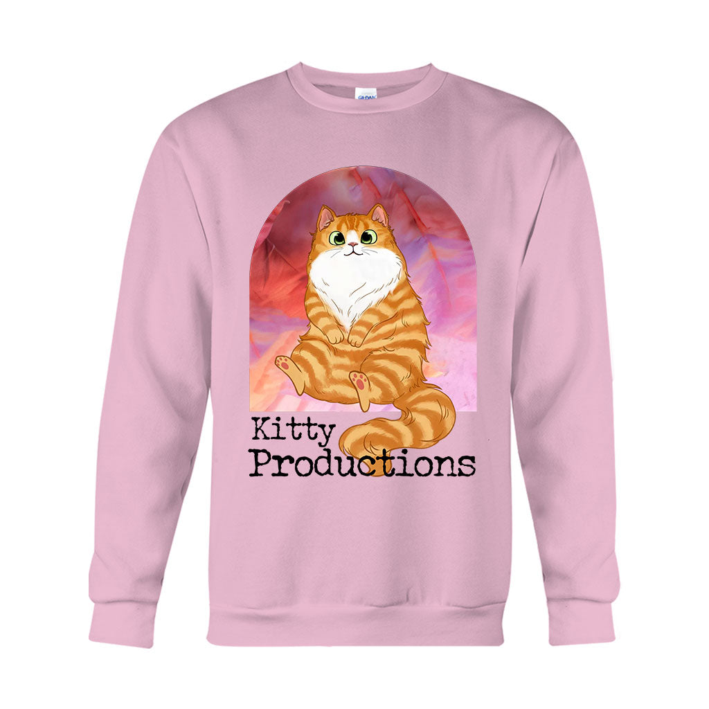 Pink Movie Background Cat Pet - Personalized Cat T-shirt And Hoodie