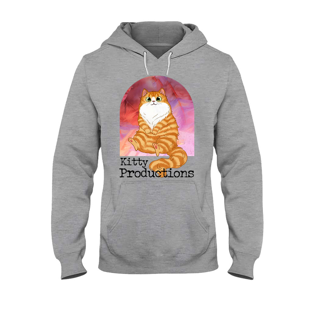 Pink Movie Background Cat Pet - Personalized Cat T-shirt And Hoodie