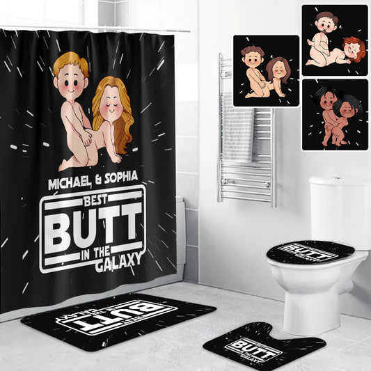 Best Butt In The Galaxy - Personalized The Force Bathroom Curtain & Mats Set