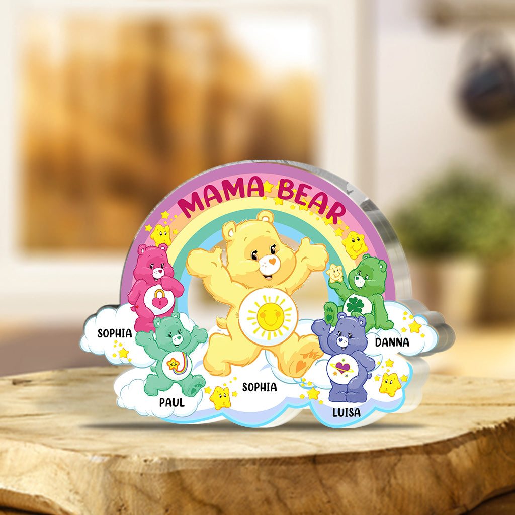 Mama Bear Always There - Personalized Mother Custom Shaped Acrylic Plaque