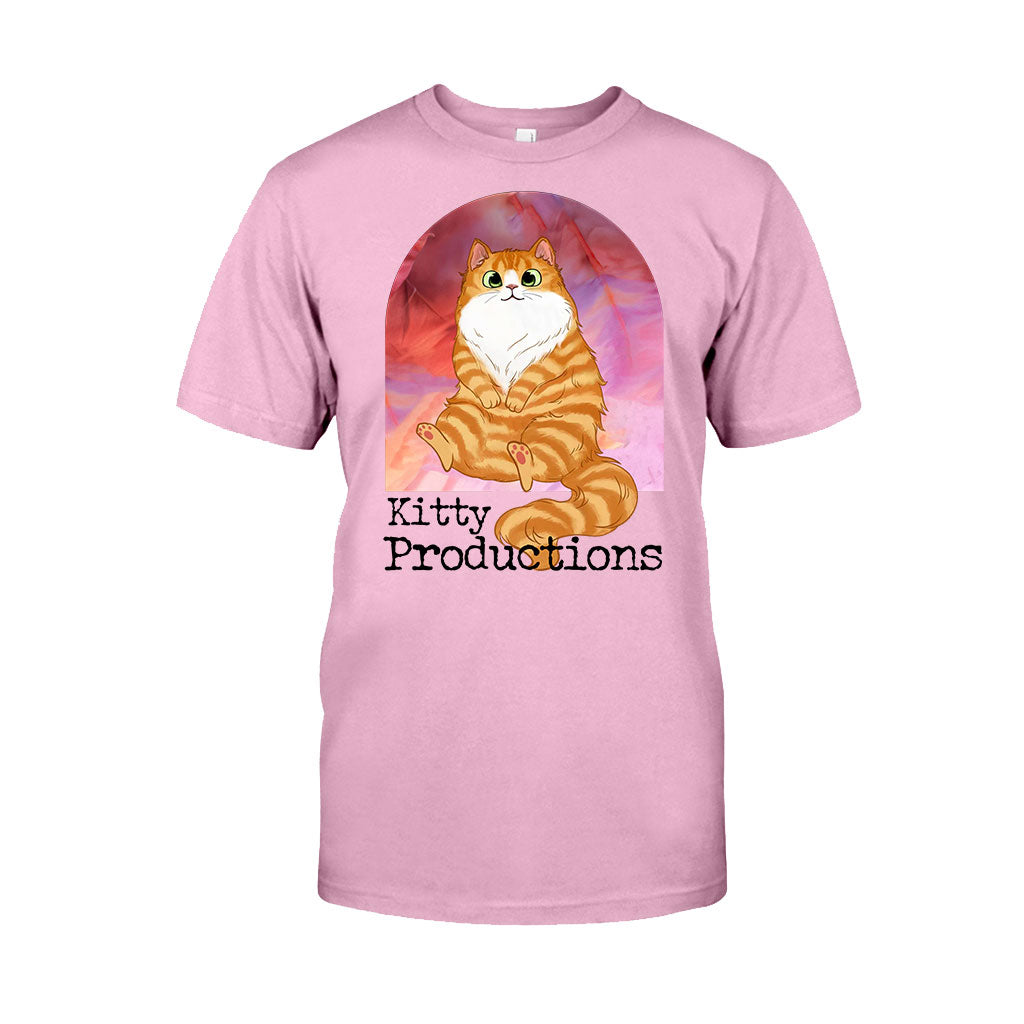 Pink Movie Background Cat Pet - Personalized Cat T-shirt And Hoodie