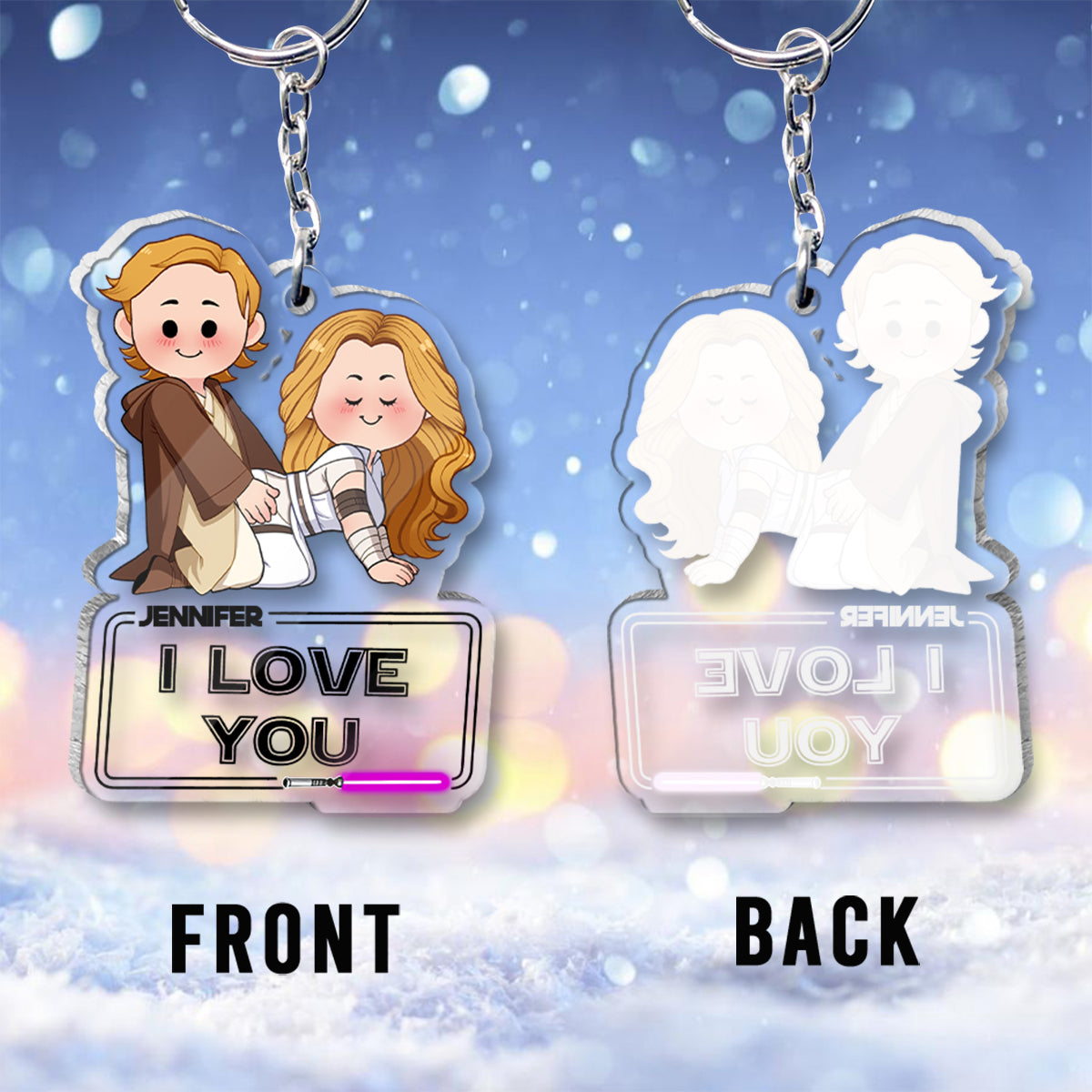 I Love You I Know - Personalized Couple Transparent Keychain