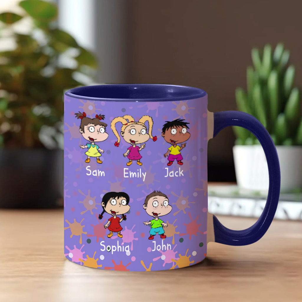 Just A Mama Raising Her Kids - Personalized 90's Cartoon Accent Mug