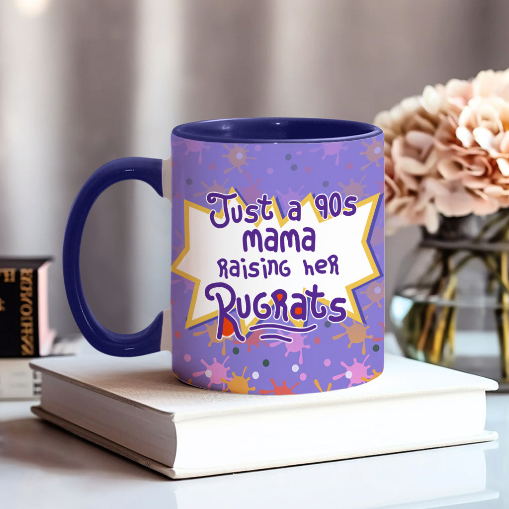 Just A Mama Raising Her Kids - Personalized 90's Cartoon Accent Mug