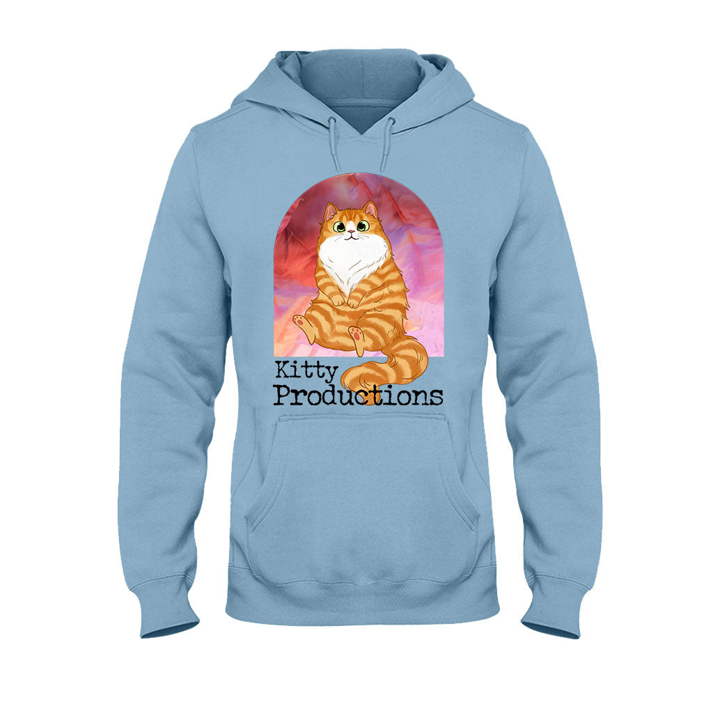 Pink Movie Background Cat Pet - Personalized Cat T-shirt And Hoodie