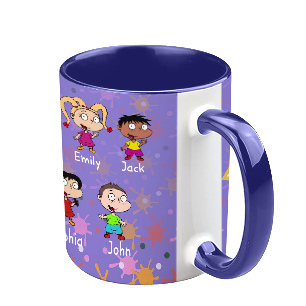 Just A Mama Raising Her Kids - Personalized 90's Cartoon Accent Mug