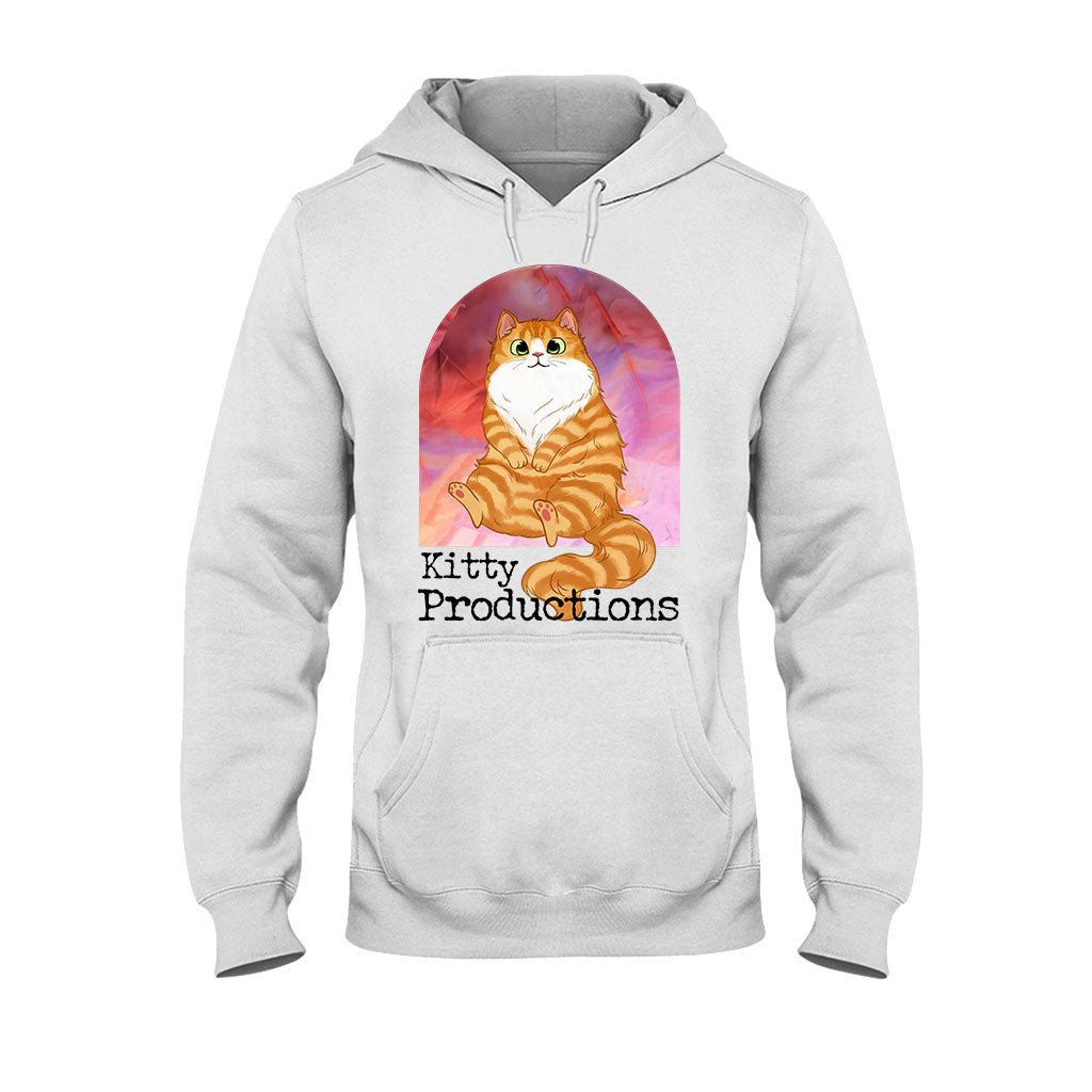 Pink Movie Background Cat Pet - Personalized Cat T-shirt And Hoodie