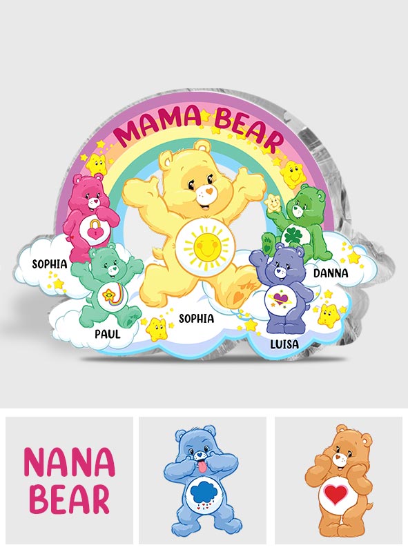 Mama Bear Always There - Personalized Mother Custom Shaped Acrylic Plaque