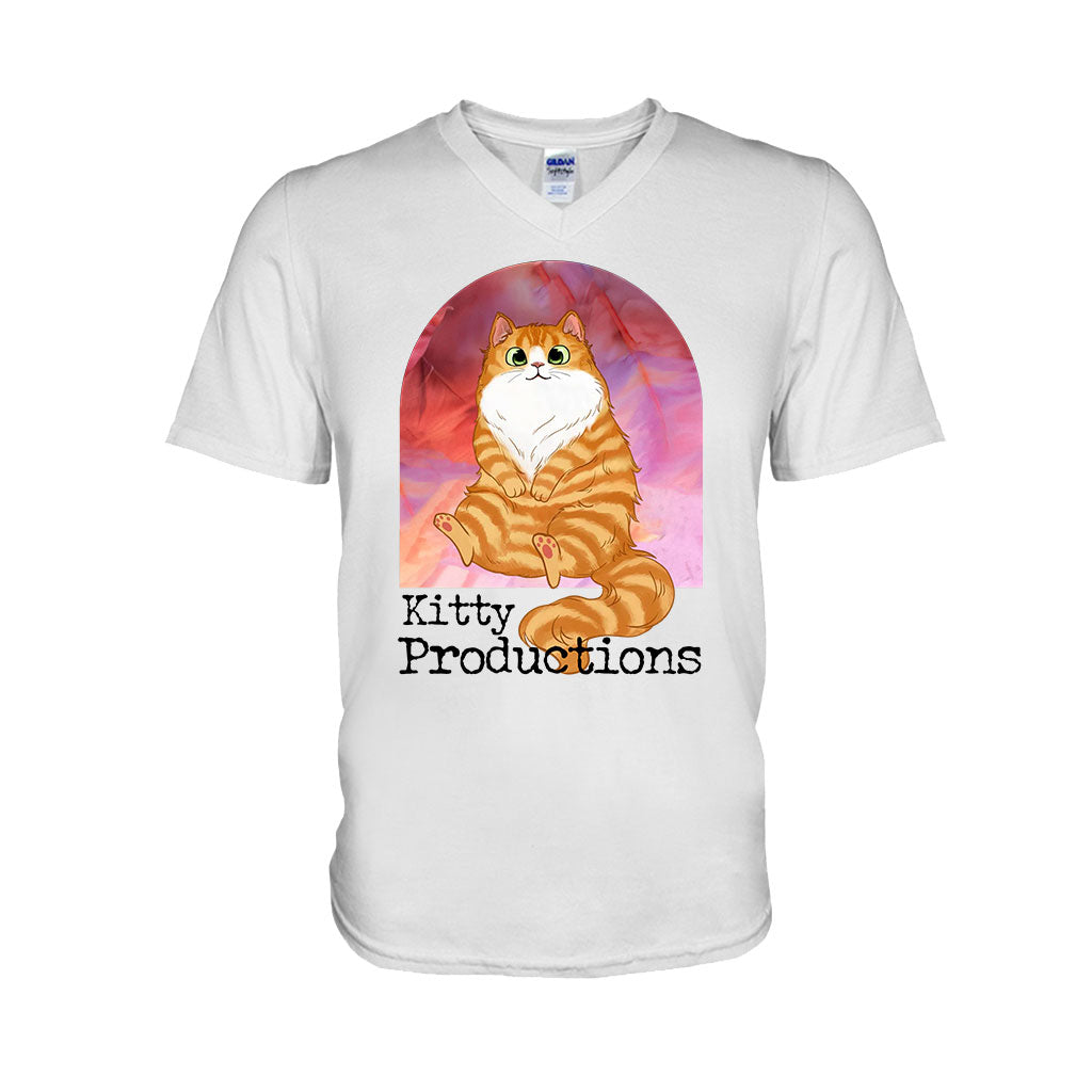 Pink Movie Background Cat Pet - Personalized Cat T-shirt And Hoodie