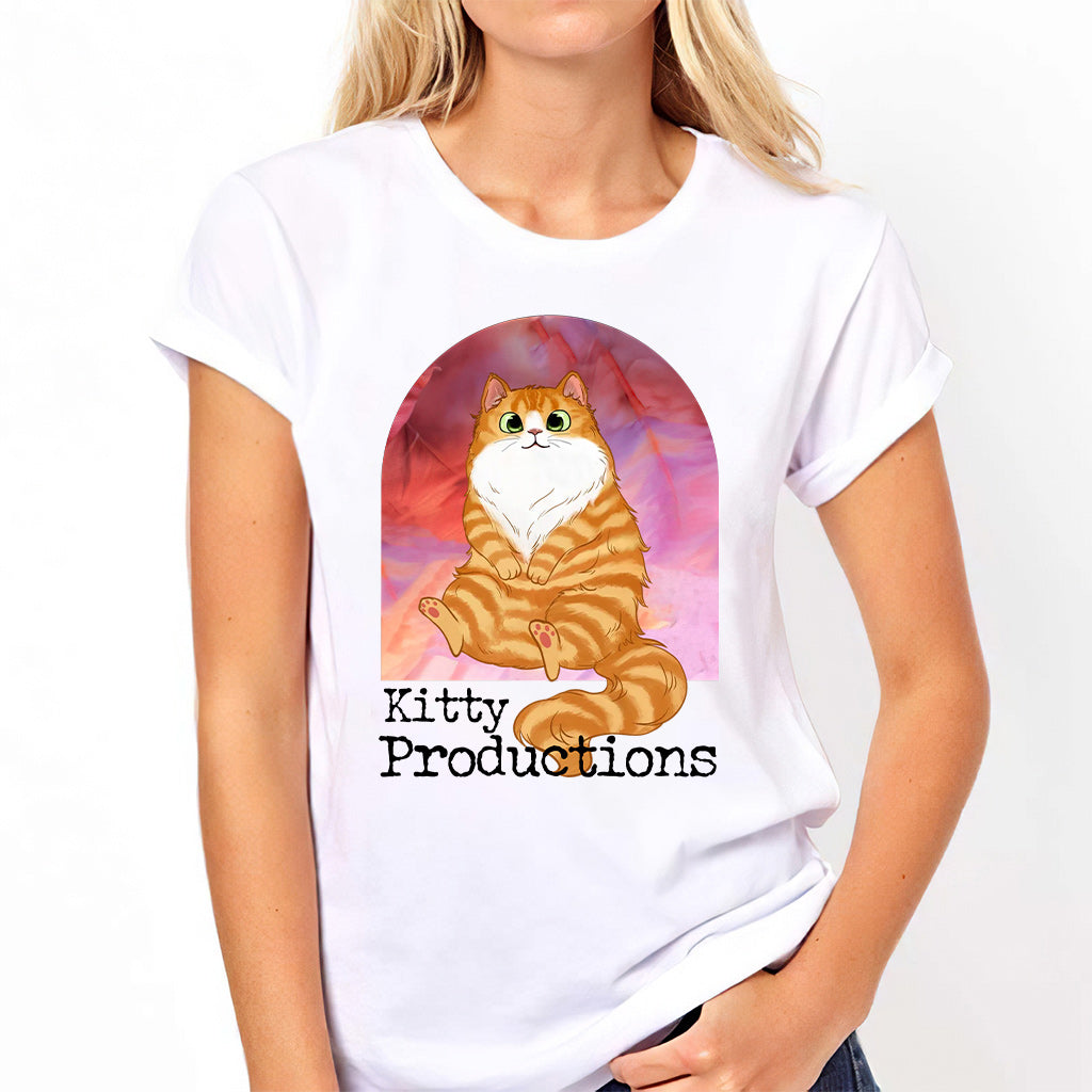 Pink Movie Background Cat Pet - Personalized Cat T-shirt And Hoodie