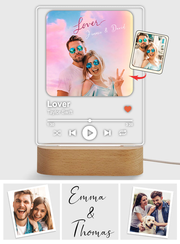 Lover - Personalized Couple Shaped Plaque Light Base