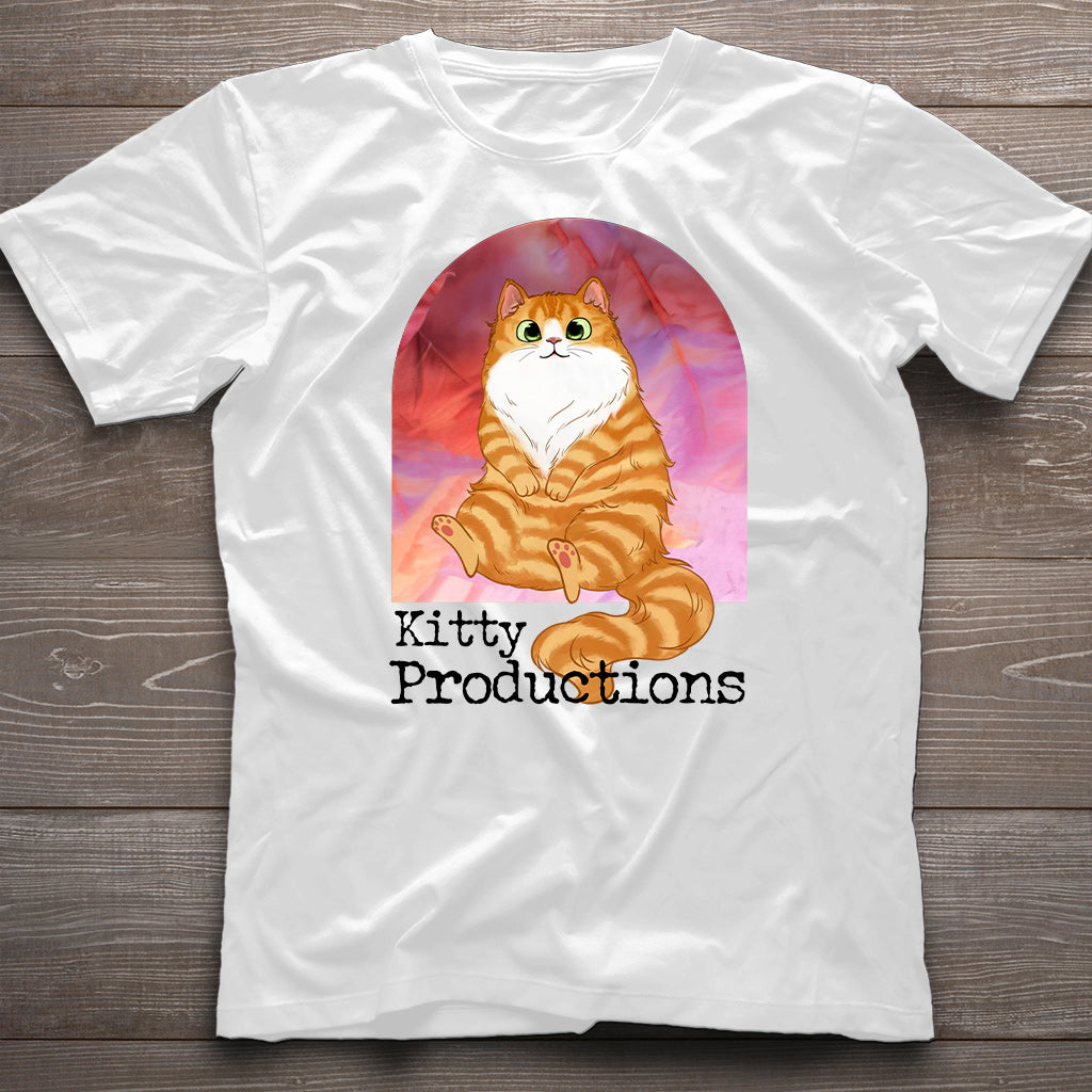 Pink Movie Background Cat Pet - Personalized Cat T-shirt And Hoodie