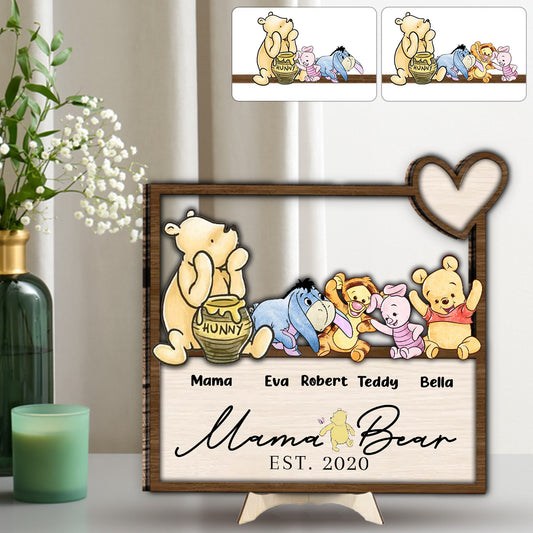 Mama Bear Since Est - Personalized Mother 2 Layered Wood Sign / Wood Plaque