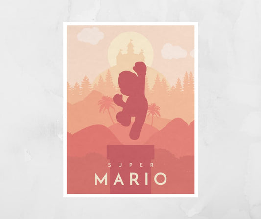 Retro Silhouette Super Plumber Canvas and Poster 0523