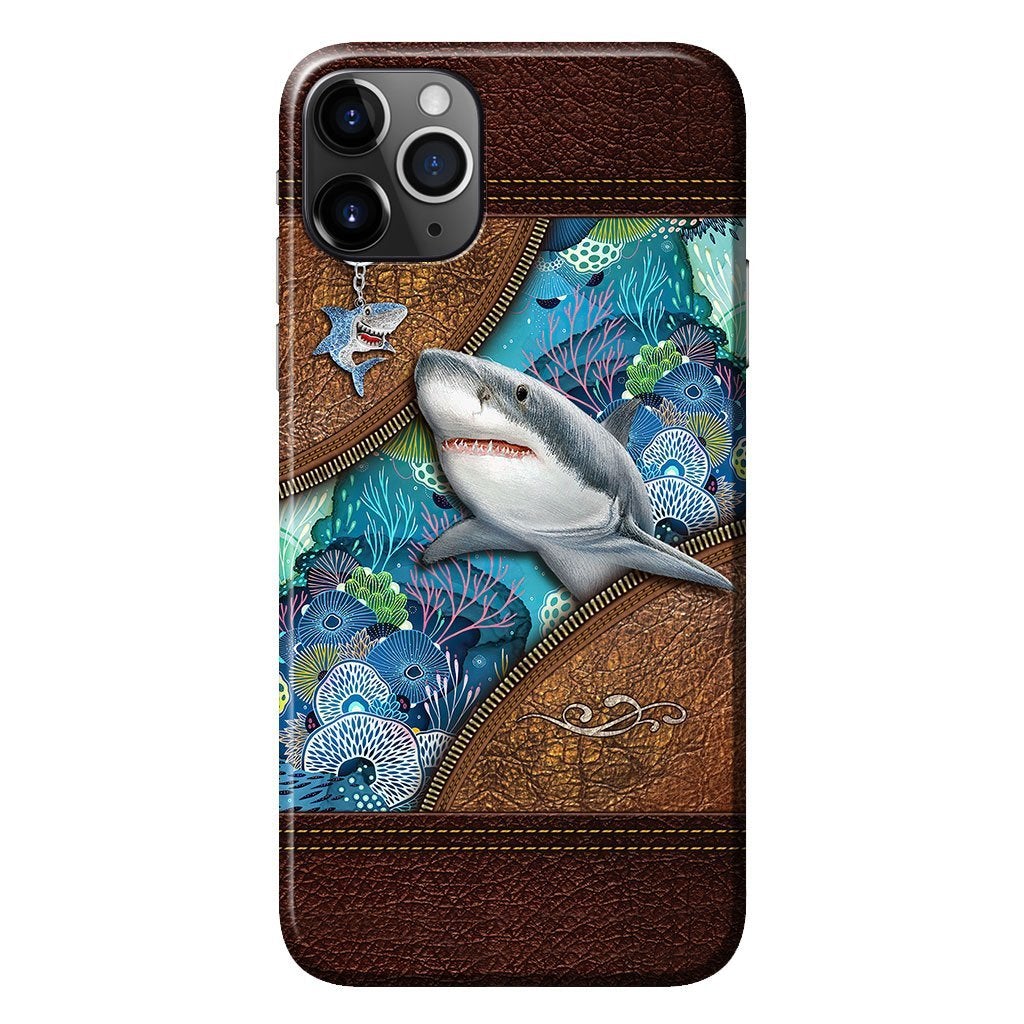 Love Sharks Personalized Leather Pattern Print Phone Case