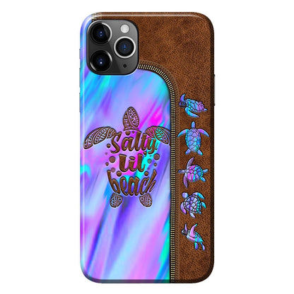 Salty Lil' Beach - Turtle Personalized Leather Pattern Print Phone Case