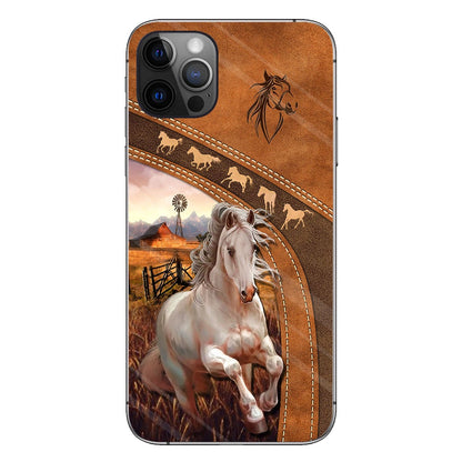 Horse Lovers - Personalized Phone Case With Leather Pattern Print