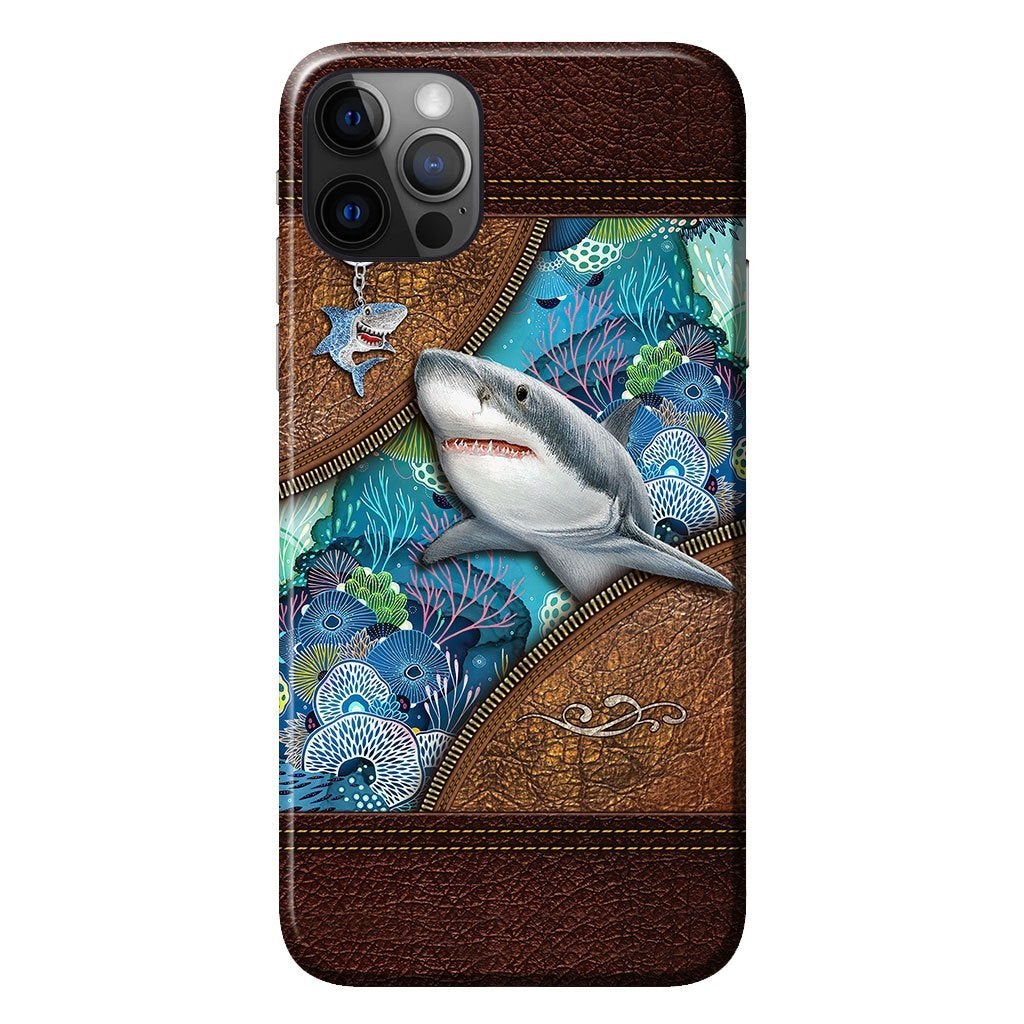 Love Sharks Personalized Leather Pattern Print Phone Case