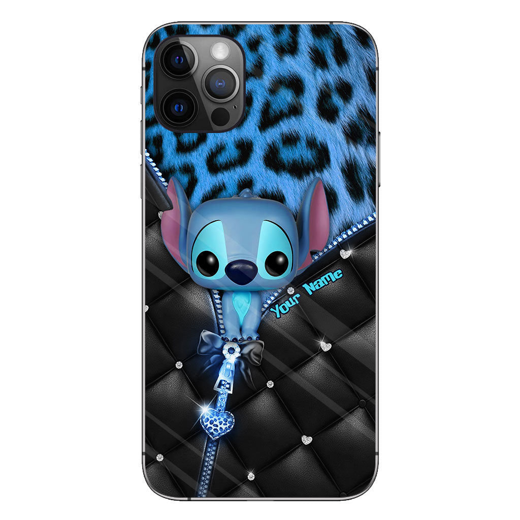 Ohana - Personalized Phone Case With Leather Pattern Print