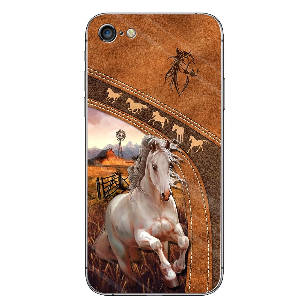 Horse Lovers - Personalized Phone Case With Leather Pattern Print