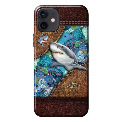 Love Sharks Personalized Leather Pattern Print Phone Case