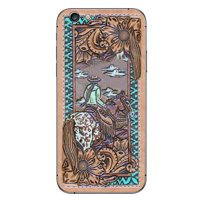 Love Horses - Personalized Phone Case With Leather Pattern Print