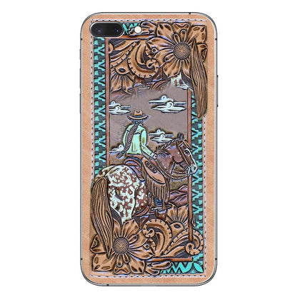 Love Horses - Personalized Phone Case With Leather Pattern Print