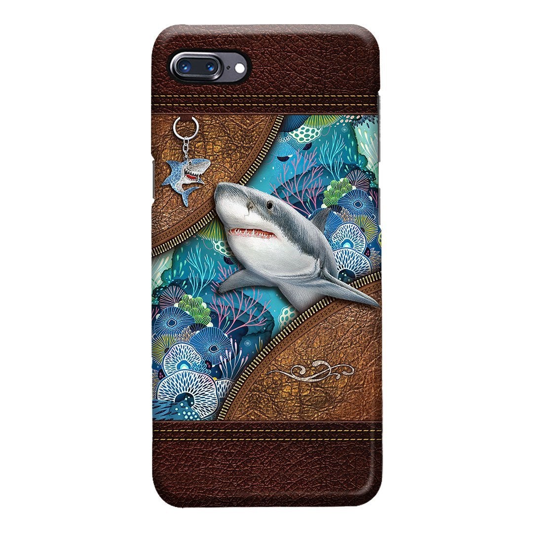 Love Sharks Personalized Leather Pattern Print Phone Case