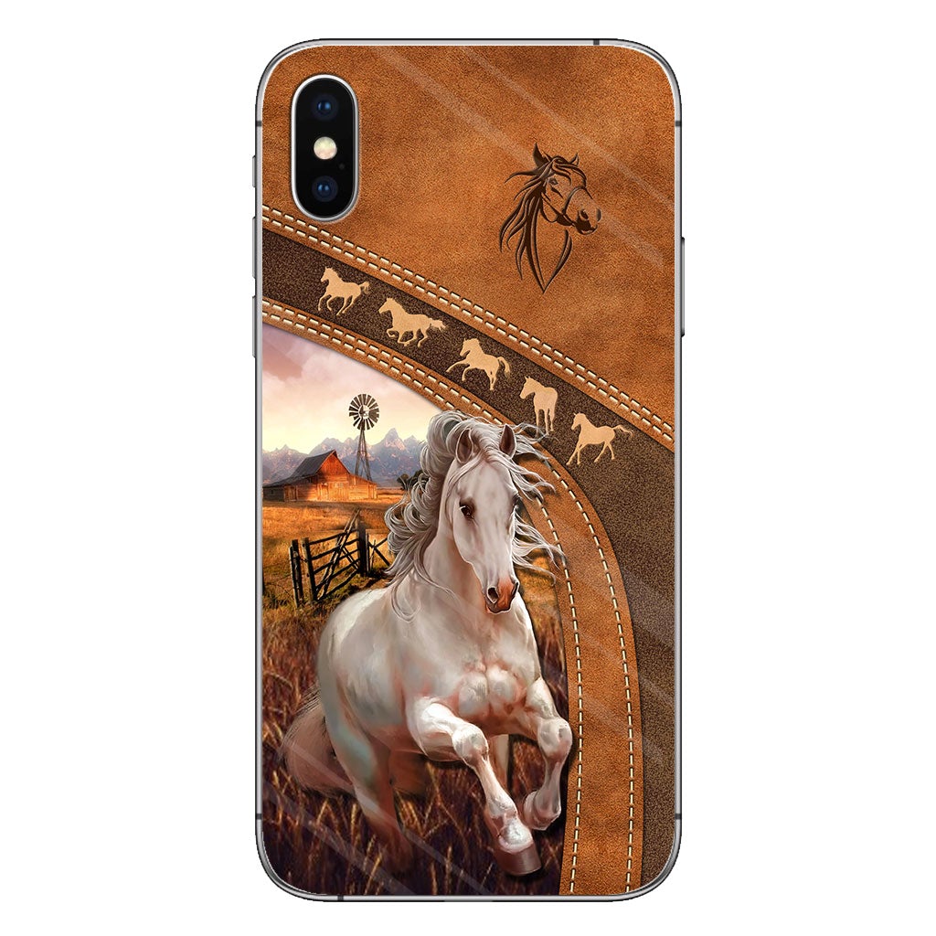 Horse Lovers - Personalized Phone Case With Leather Pattern Print