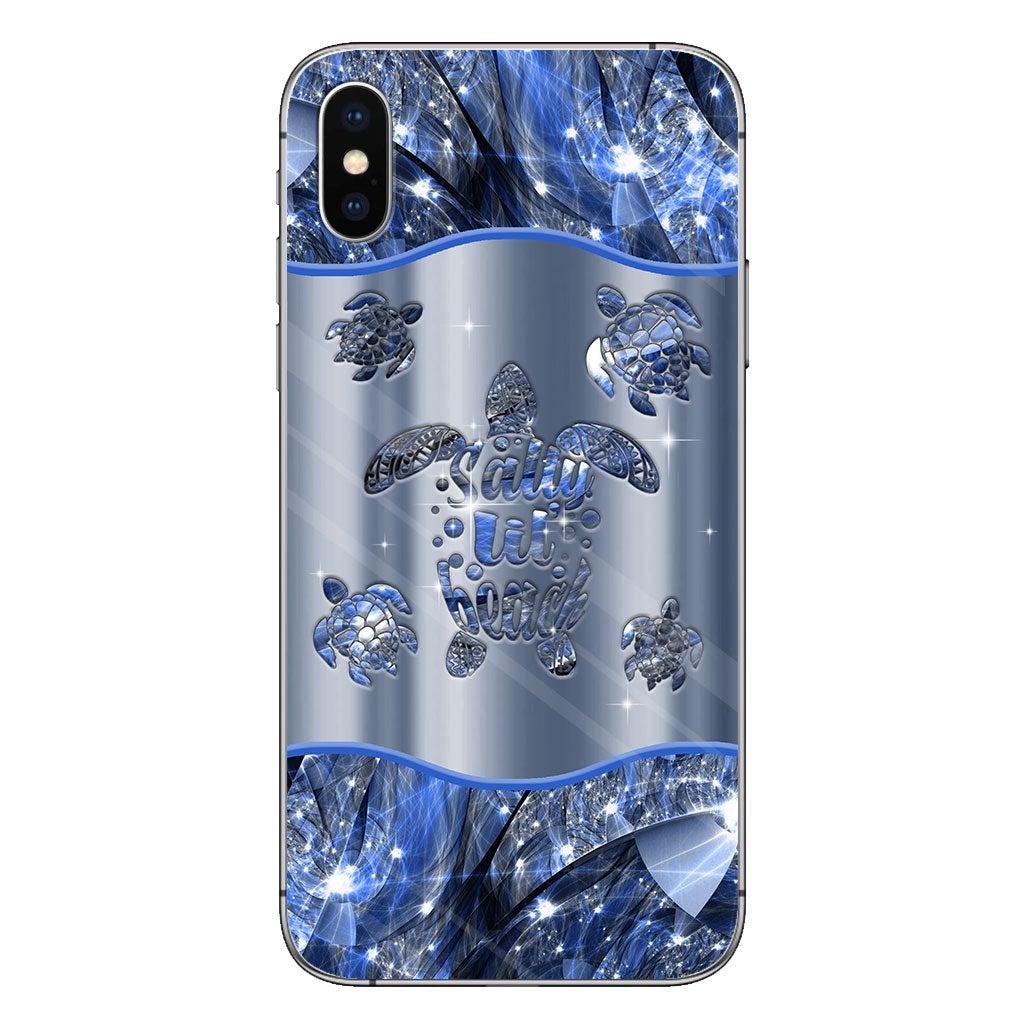 Salty Lil Beach Blue Sea Turtle Personalized Phone Case