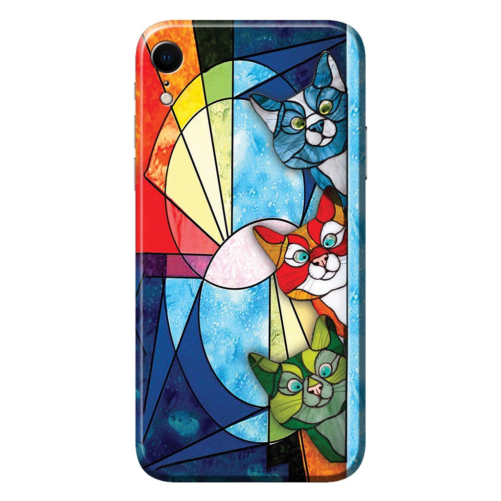 Peeking Cats Stained Glass Pattern Print - Cat Phone Case