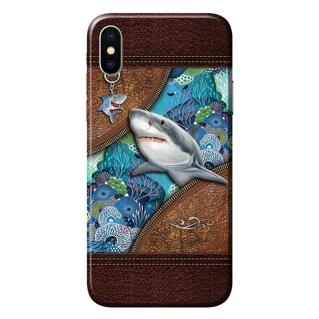 Love Sharks Personalized Leather Pattern Print Phone Case