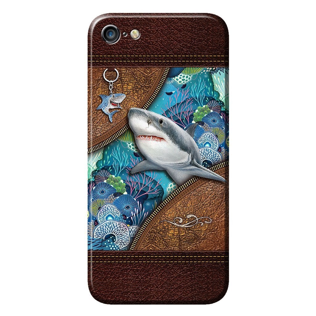 Love Sharks Personalized Leather Pattern Print Phone Case