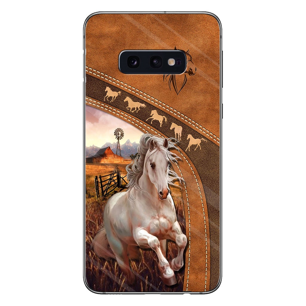 Horse Lovers - Personalized Phone Case With Leather Pattern Print