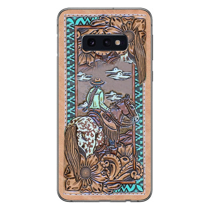 Love Horses - Personalized Phone Case With Leather Pattern Print