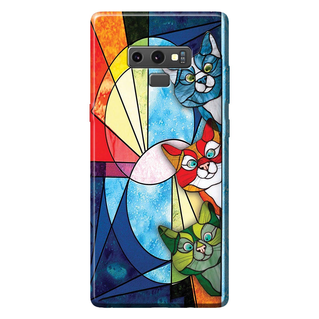 Peeking Cats Stained Glass Pattern Print - Cat Phone Case