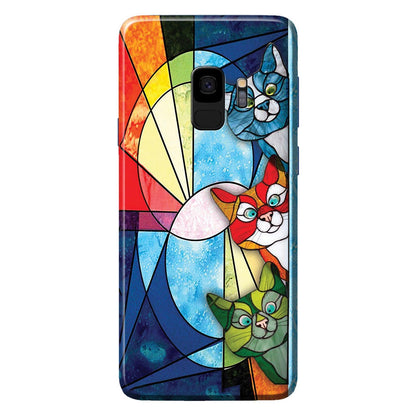 Peeking Cats Stained Glass Pattern Print - Cat Phone Case